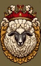 AI generated illustration of a sheep with a crown on a coat of arms