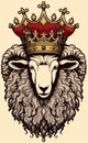 AI generated illustration of a sheep with a crown on a coat of arms