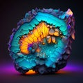 AI generated illustration of a shimmering colorful crystal against a matte black background