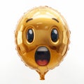 AI generated illustration of a shiny golden balloon in the shape of an emoticon Royalty Free Stock Photo