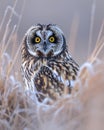 AI-generated illustration of a short-eared owl perched in the reeds Royalty Free Stock Photo