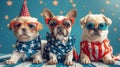 Patriotic Pooch in Red, White, and Blue: Celebrating Independence Day and Flag Day with Festive Attire - AI Illustration Royalty Free Stock Photo