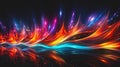 An AI generated illustration showcasing an abstract pattern of neon light waves, creating a visually striking image that captures