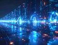 Futuristic Cybersecurity Network Protection Digital Lock System Data Encryption and Artificial Intelligence Security Technology Royalty Free Stock Photo