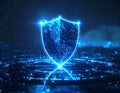 Futuristic Cybersecurity Shield with Digital Data Protection Network Artificial Intelligence Security Technology Concept Royalty Free Stock Photo