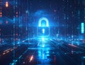 Futuristic Cybersecurity Digital Lock Network Protection Data Encryption Technology Concept with Artificial Intelligence Security Royalty Free Stock Photo