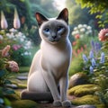 AI generated illustration of a Siamese cat, with an emphasis on photographic detail