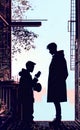 AI generated illustration of a silhouette of father and his little son Royalty Free Stock Photo