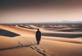 AI generated illustration of a silhouetted man in a desert