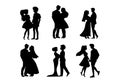 AI generated illustration of silhouettes of couples on a white background