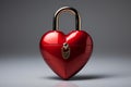 AI generated illustration of a silver box with a red heart-shaped padlock securely attached to it