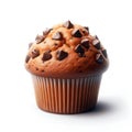 a very small chocolate chip cupcake is on the table Royalty Free Stock Photo