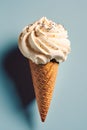 AI generated illustration of a single white ice cream cone with a scoop of creamy vanilla Royalty Free Stock Photo