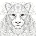 AI generated illustration of a sketch of a tiger face with intricate pattern details Royalty Free Stock Photo