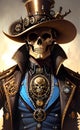 AI generated illustration of a skull with steampunk style