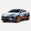 AI generated illustration of a sleek, sports car on a white background