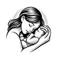 AI-generated Illustration of the baby cuddling in his mother\'s arms Royalty Free Stock Photo