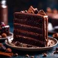 AI-generated illustration of a slice of delicious chocolate cake Royalty Free Stock Photo