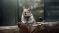 AI generated illustration of a small, adorable squirrel on a large branch of a tree