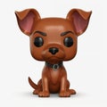 AI generated illustration of a small brown canine toy with a collar