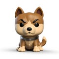 AI generated illustration of a small brown canine toy with a collar
