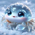 AI generated illustration of a small crab with large eyes in September