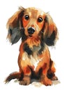 AI generated illustration of A small dog with droopy ears sitting down Royalty Free Stock Photo