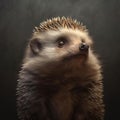 AI generated illustration of a small hedgehog looking up inquisitively with a curious expression