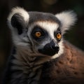 AI-generated illustration of a small, inquisitive-looking lemur gazing into distance Royalty Free Stock Photo