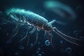 AI generated illustration of small insect floating in a body of water with small bubbles Royalty Free Stock Photo