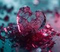 Broken pink crystal heart, unhappy love