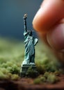 AI generated illustration of a small replica of the iconic Statue of Liberty