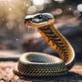 AI generated illustration of a snake lying in sunlight