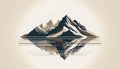 AI generated illustration of a snow capped mountain rising above water in the sunlight with clouds Royalty Free Stock Photo