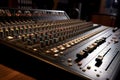 AI generated illustration of a sound board with an array of knobs and buttons for music production Royalty Free Stock Photo