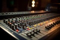 AI generated illustration of a sound board with an array of knobs and buttons for music production Royalty Free Stock Photo