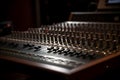 AI generated illustration of a sound board with an array of knobs and buttons for music production Royalty Free Stock Photo
