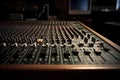 AI generated illustration of a sound board with an array of knobs and buttons for music production Royalty Free Stock Photo