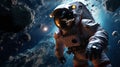 AI generated illustration of a spacewalking astronaut suspended in midair Royalty Free Stock Photo