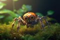 AI generated illustration of a spider with its large, black eyes standing out in contrast