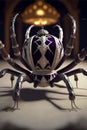 AI-generated illustration of a spider with a luxury purple-silver crown