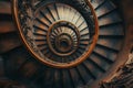 AI generated illustration of a spiral staircase leading upwards in a unique design Royalty Free Stock Photo