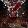 AI generated illustration of a splash of red wine frozen in time Royalty Free Stock Photo