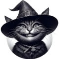 AI generated illustration of a spooky black cat with a mischievous grin Royalty Free Stock Photo