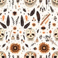 AI generated illustration of a spooky creepy Halloween pattern background Royalty Free Stock Photo