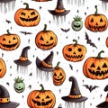 AI generated illustration of a spooky creepy Halloween pattern background Royalty Free Stock Photo