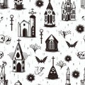 AI generated illustration of a spooky creepy Halloween pattern background Royalty Free Stock Photo