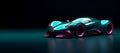 AI generated illustration of a sports car with neon-colored wheels
