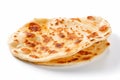 AI generated illustration of a stack of fresh naan bread on the white background