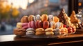 AI generated illustration of a stack of macarons on a windowsill Royalty Free Stock Photo